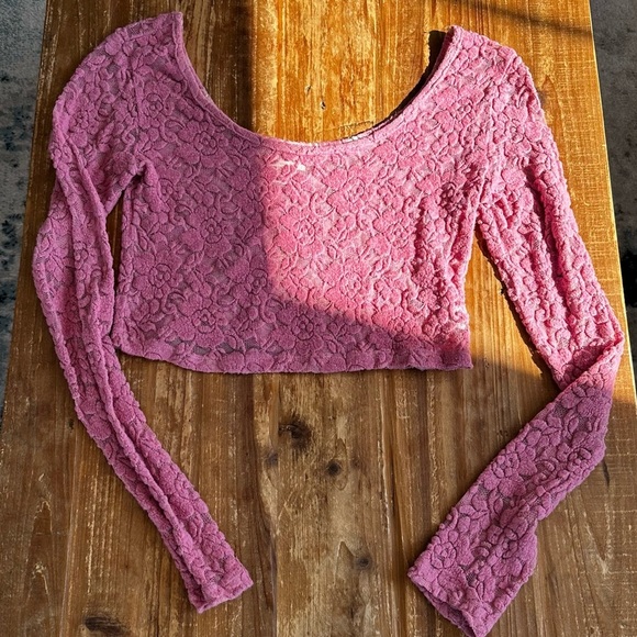 Mossimo Supply Co flocked lace crop top - Picture 1 of 4